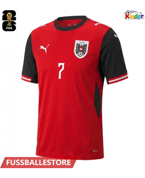 Günstige Österreich Marko Arnautovic #7 Heimtrikotsatz Kinder WM 2026 Kurzarm (+ Kurze Hosen)